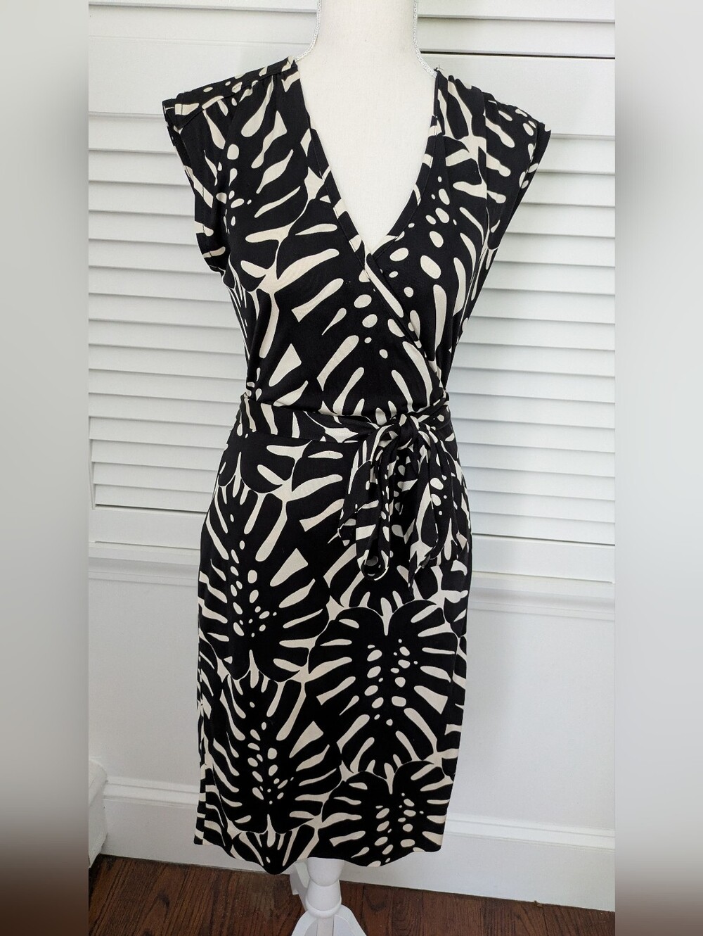 Tory Burch Black & White Wrap Dress, Size XS